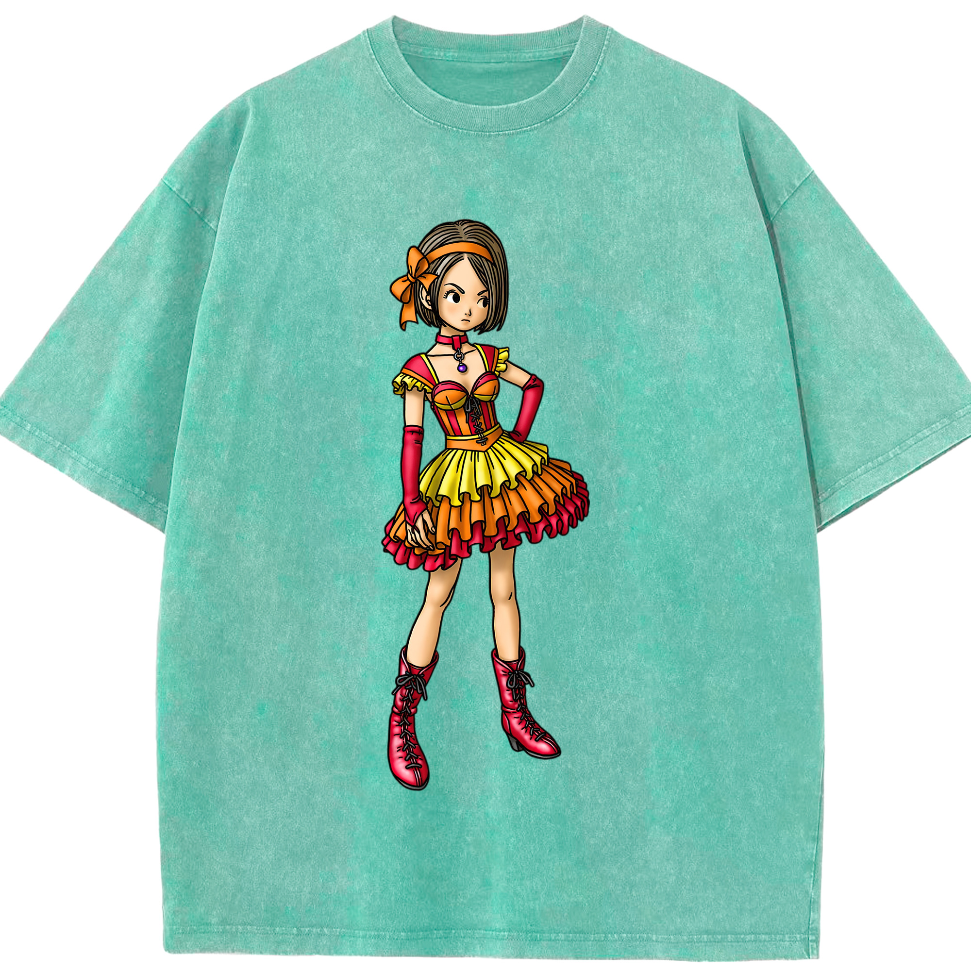 （画像用） ドラゴンクエスト Doragon Kuesuto Dragon Quest 綿100% ヴィンテージ風 半袖Tシャツ（フロントプリント）